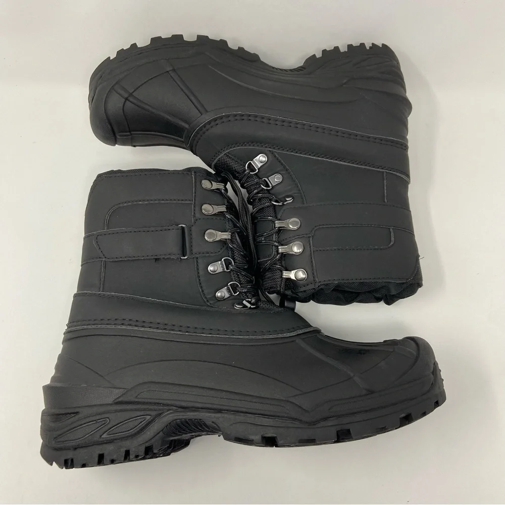NWT Men’s Khombu Black Insulated Drawstring Waterproof Winter Boots SZ 10